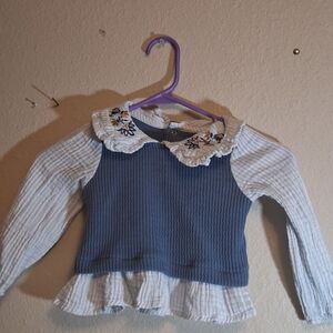 Rachel Zoe Blue and White Floral Collar Kids Shirt 2 T 260731 Make Offers